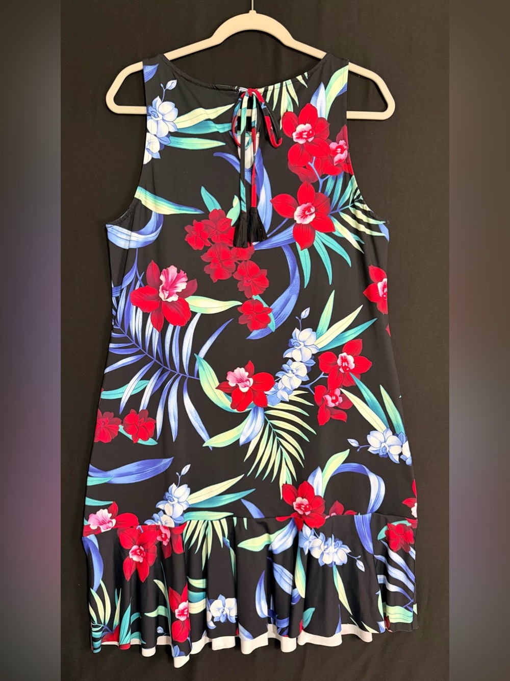 Tommy Bahama Dress XL midnight Orchid High Neck Dark Floral NWT Tropical Cruise - Picture 2 of 8
